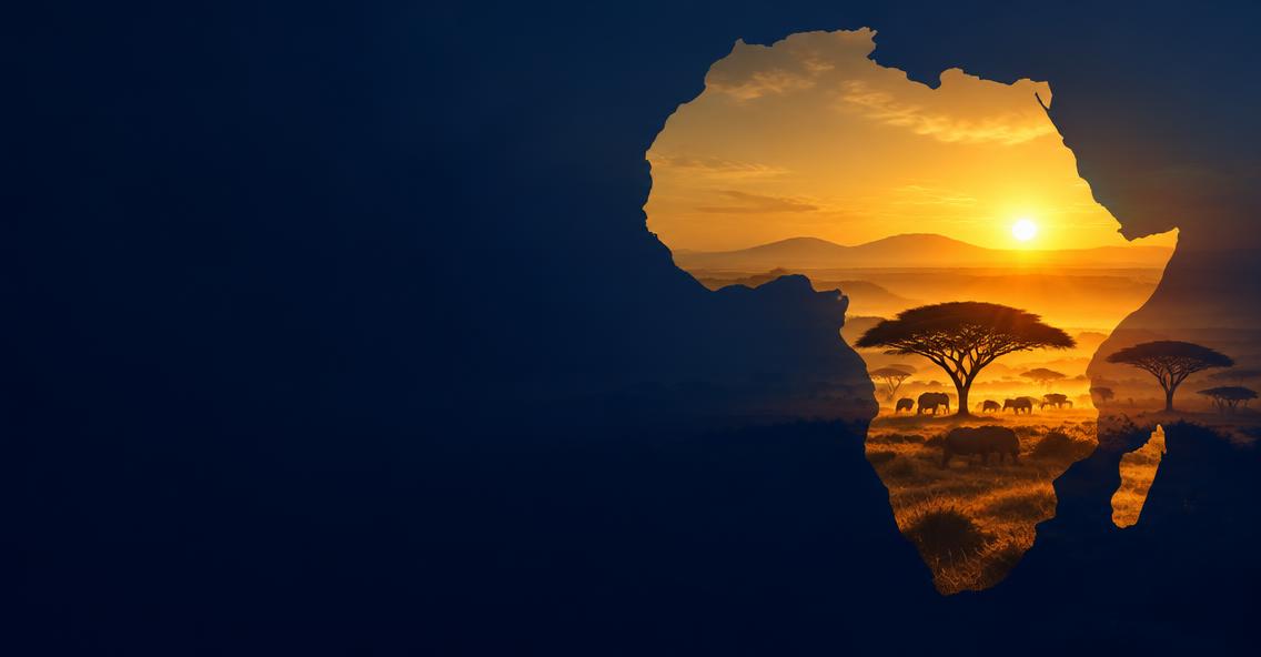 Africa silhouette at sunrise